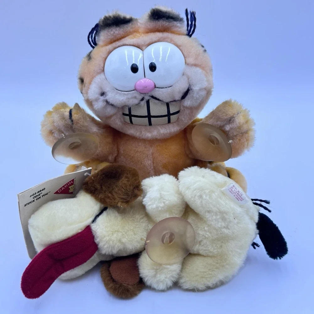 VTG Garfield & Odie Plush Car Window Suction Cup Cling Jointed Head Stuck On You